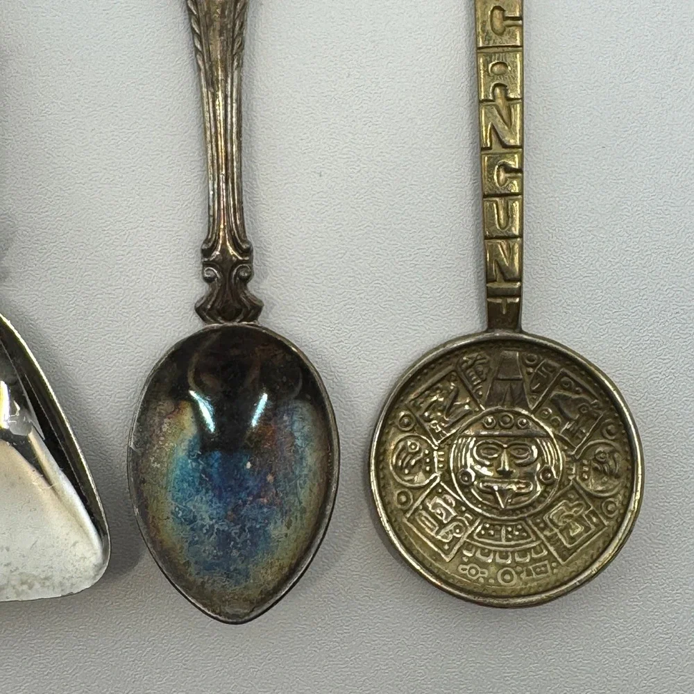 Vtg Souvenir Spoon Lot 4 International Japan Johannesburg Australia Cancun‎ Jade